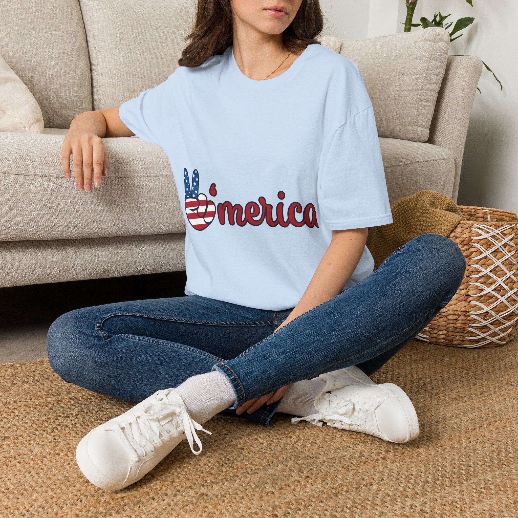 America Peace Sign T-Shirt — Patriotic 'Merica Graphic Tee for 4th of July