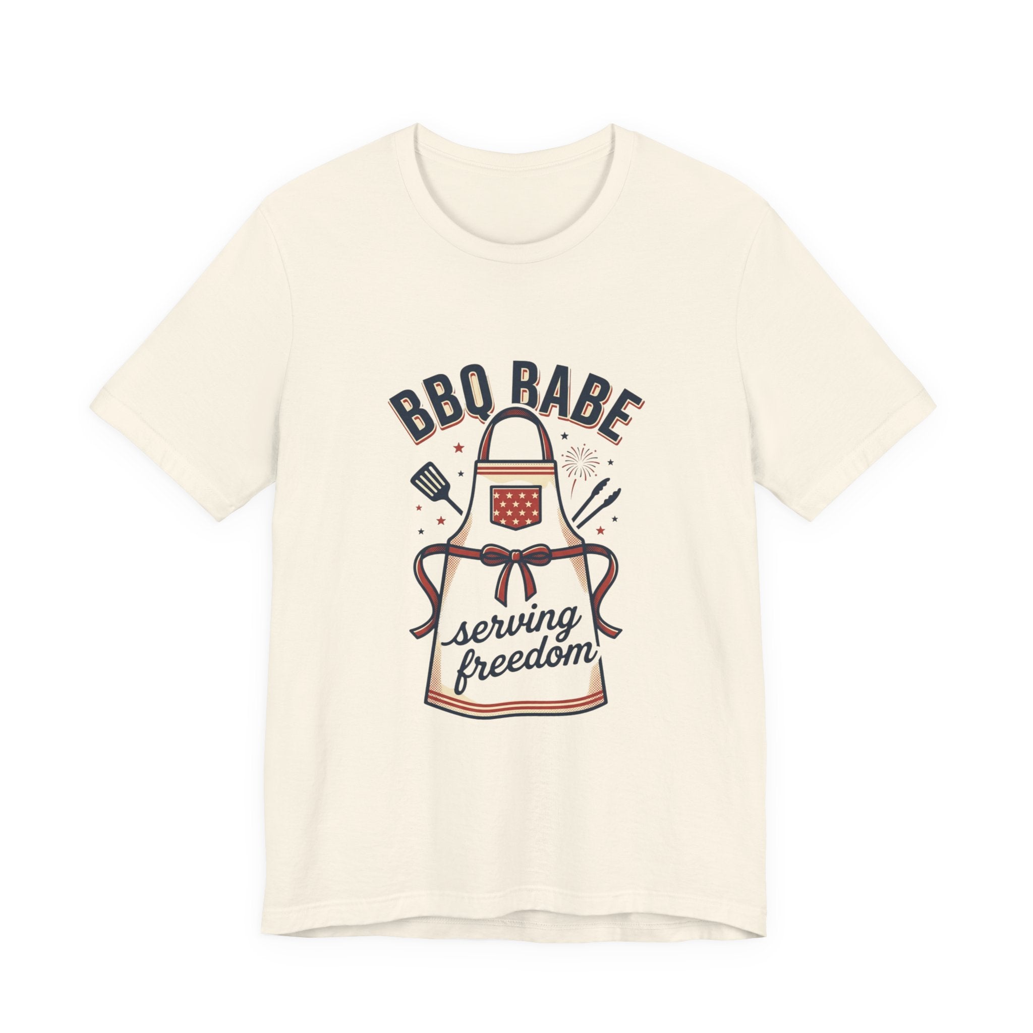 BBQ Babe Apron Graphic Tee | 4th of July Vintage Americana, Stars & Stripes