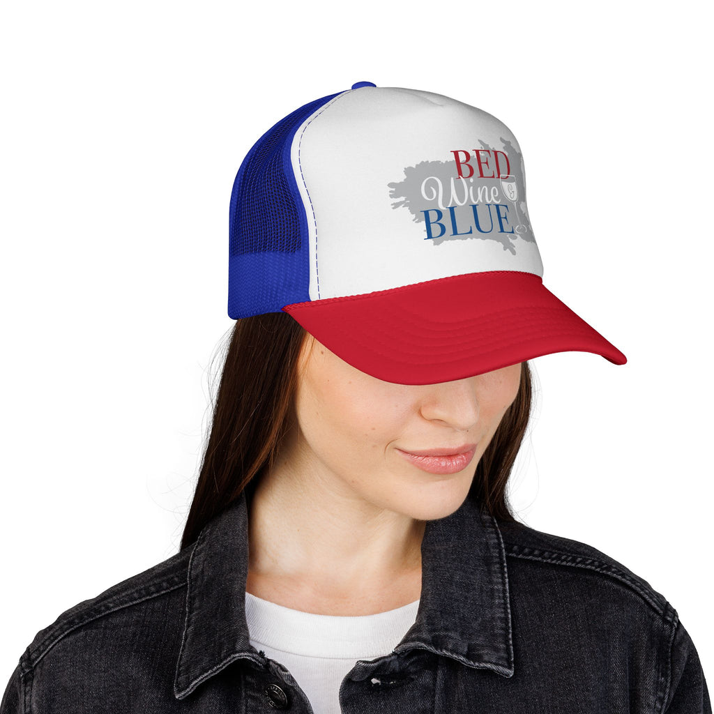Trucker Hat — "Red Wine Blue" Patriotic Wine Lover Mesh Cap