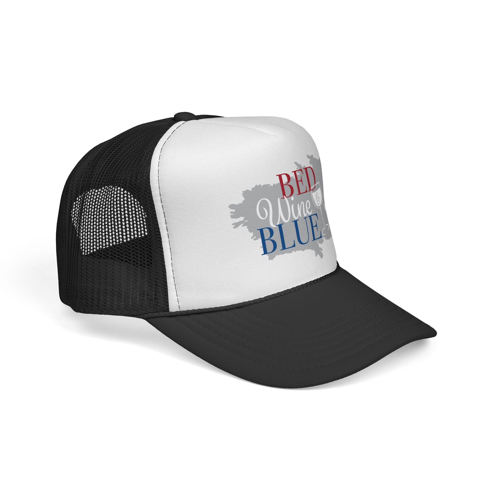 Trucker Hat — "Red Wine Blue" Patriotic Wine Lover Mesh Cap