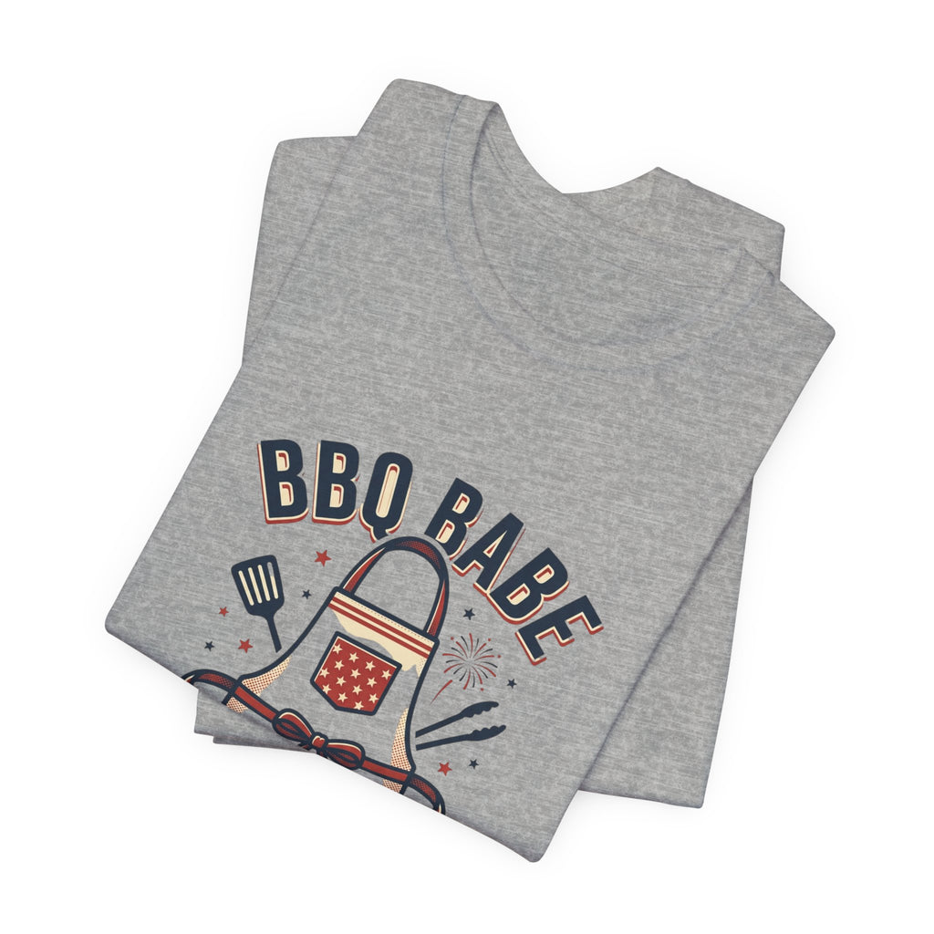 BBQ Babe Apron Graphic Tee | 4th of July Vintage Americana, Stars & Stripes