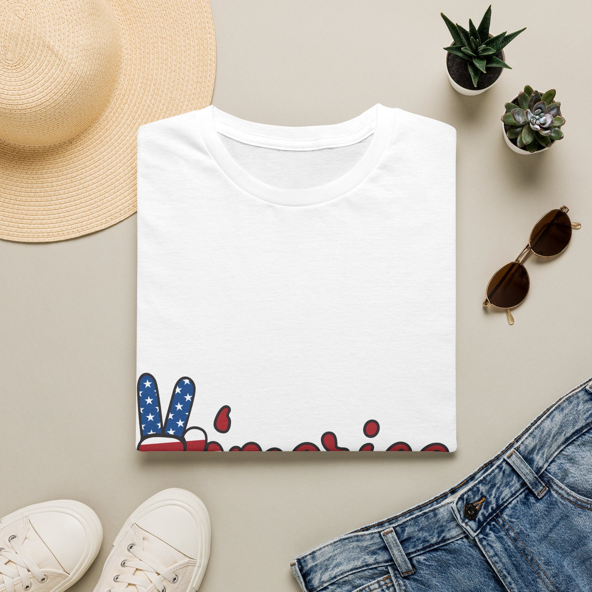 America Peace Sign T-Shirt — Patriotic 'Merica Graphic Tee for 4th of July