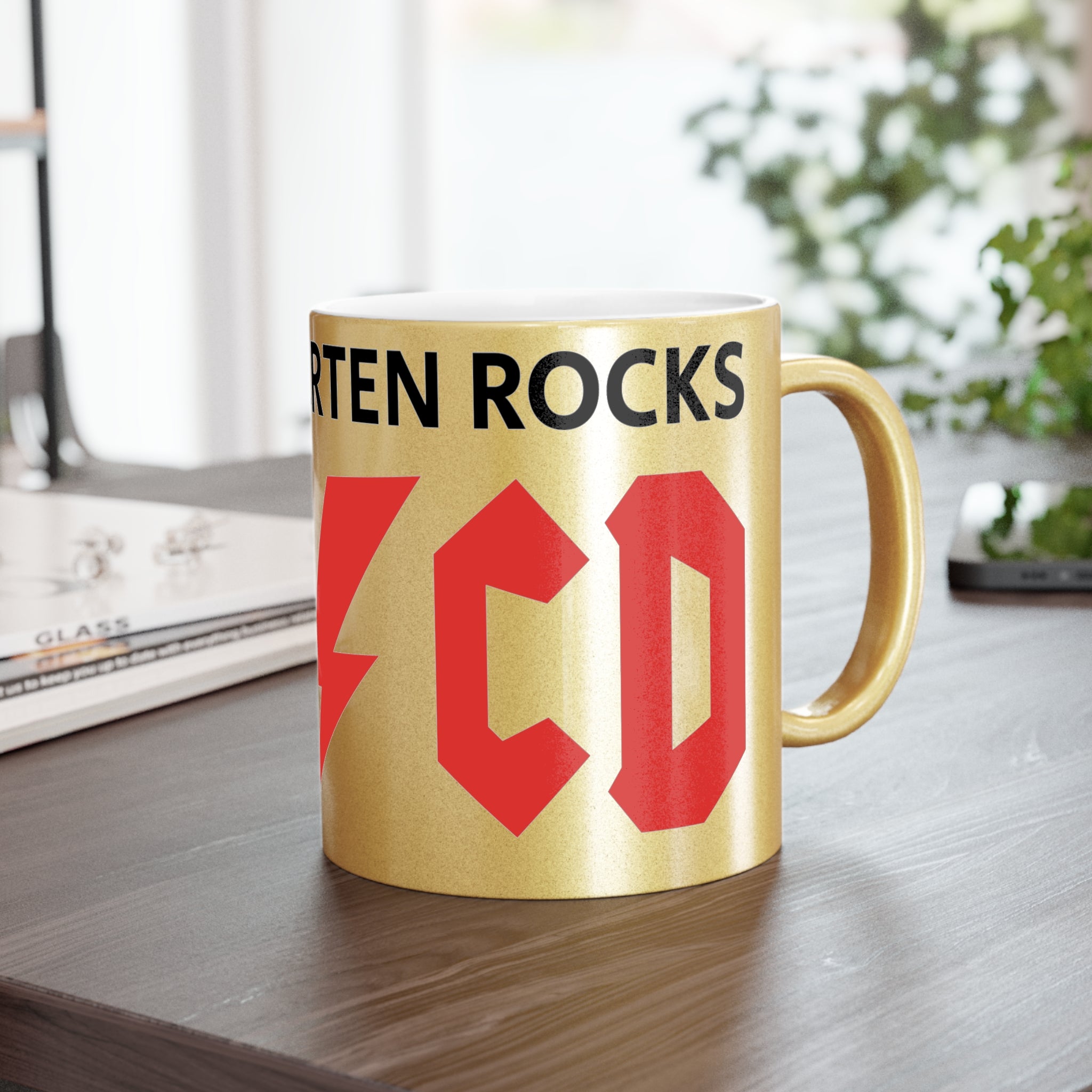 Kindergarten Rocks Metallic Mug — ABC Silver & Gold Teacher Gift