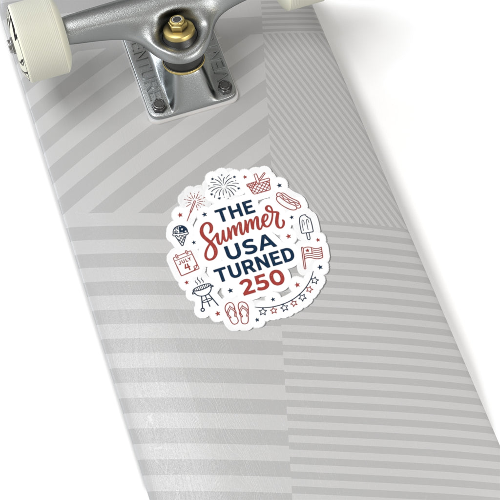 Summer USA Turned 250 Kiss-Cut Stickers | 4th of July Vintage Americana, Stars & Floral