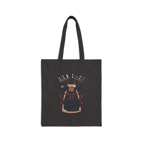 BBQ Babe Apron Graphic Tote, 4th of July Vintage Americana, Stars & Floral Canvas