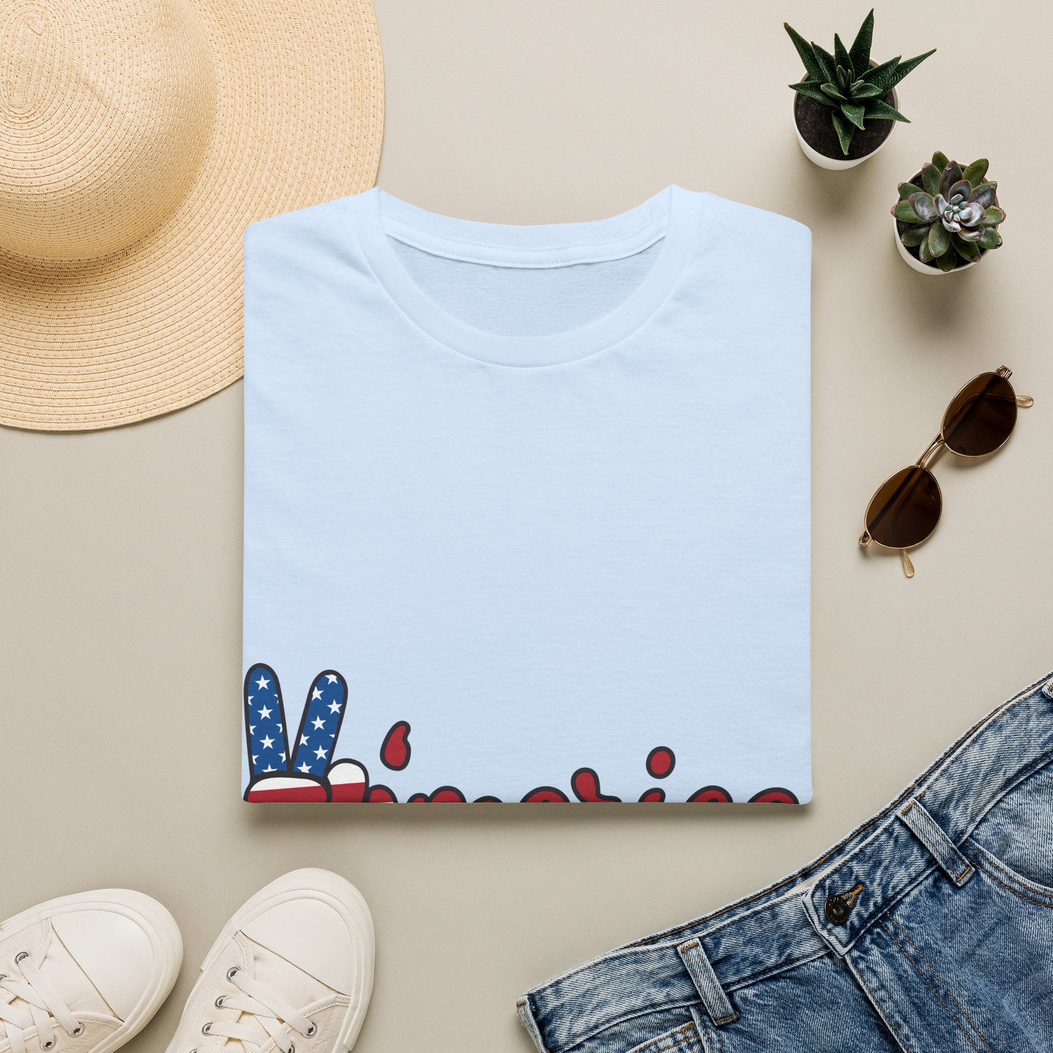 America Peace Sign T-Shirt — Patriotic 'Merica Graphic Tee for 4th of July