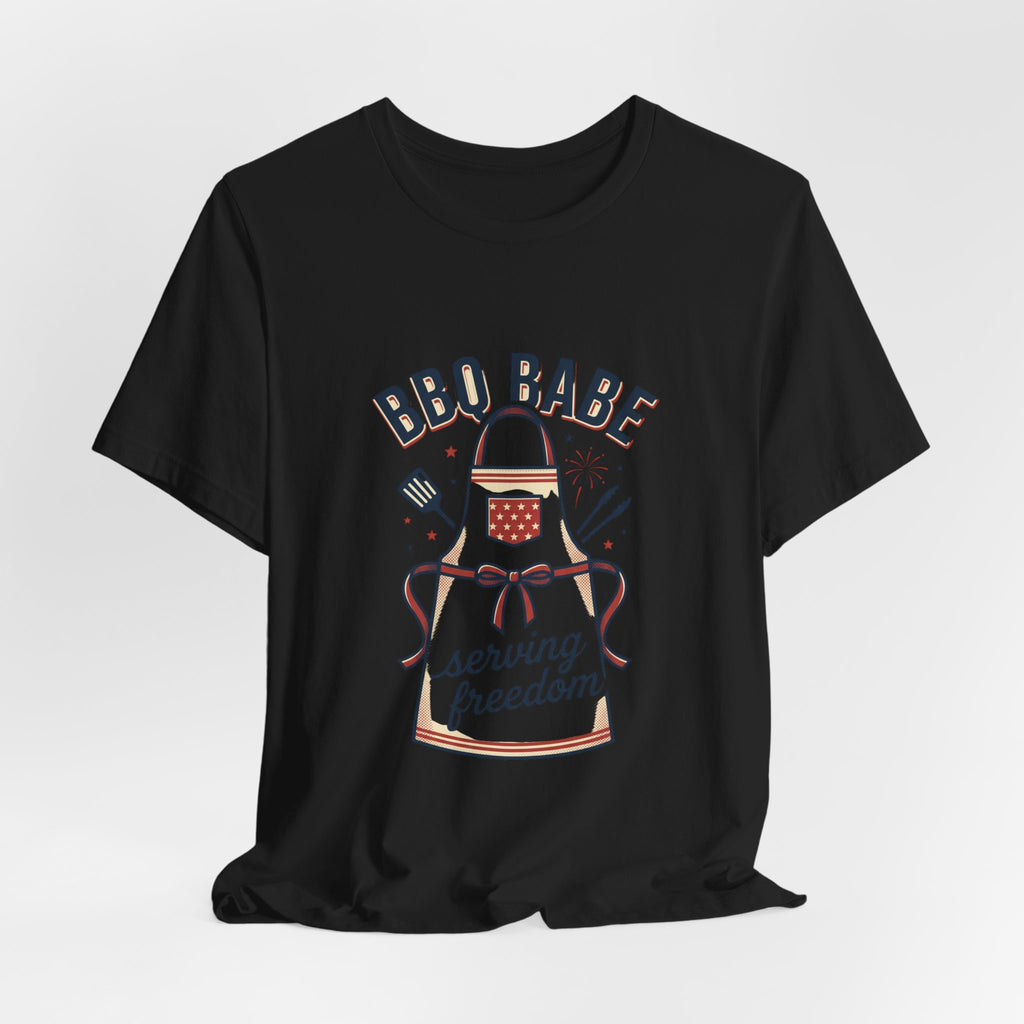 BBQ Babe Apron Graphic Tee | 4th of July Vintage Americana, Stars & Stripes