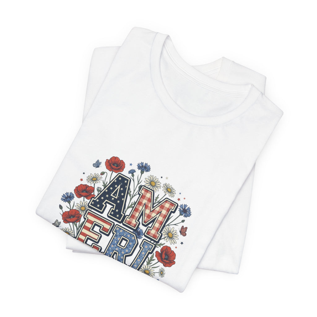 Vintage Americana AMERICA Floral Tee | 4th of July Patriotic Shirt