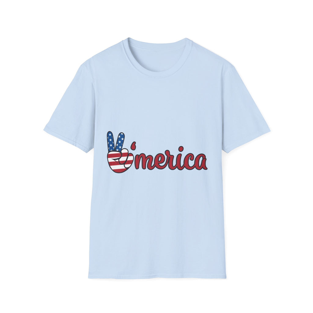 America Peace Sign T-Shirt — Patriotic 'Merica Graphic Tee for 4th of July