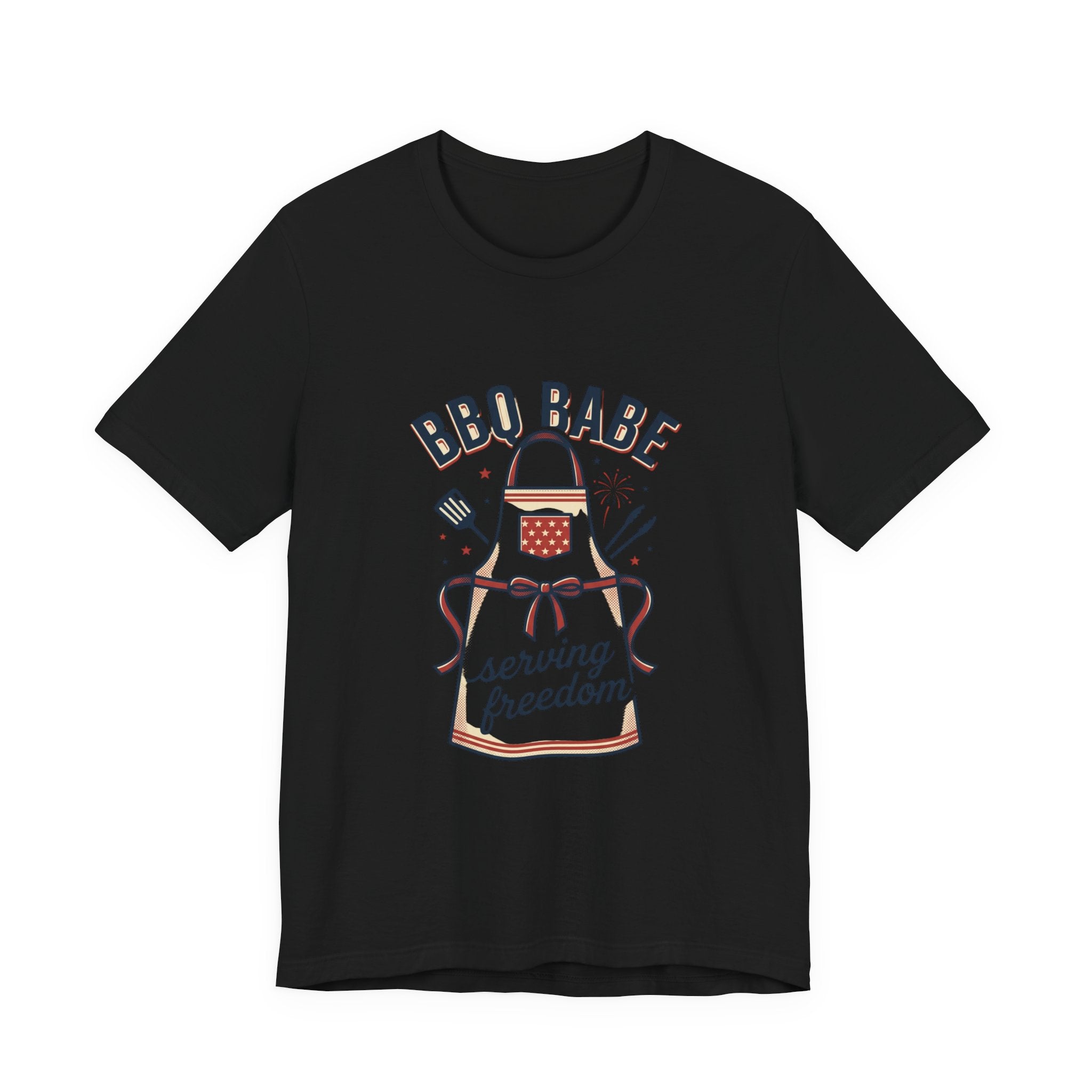BBQ Babe Apron Graphic Tee | 4th of July Vintage Americana, Stars & Stripes
