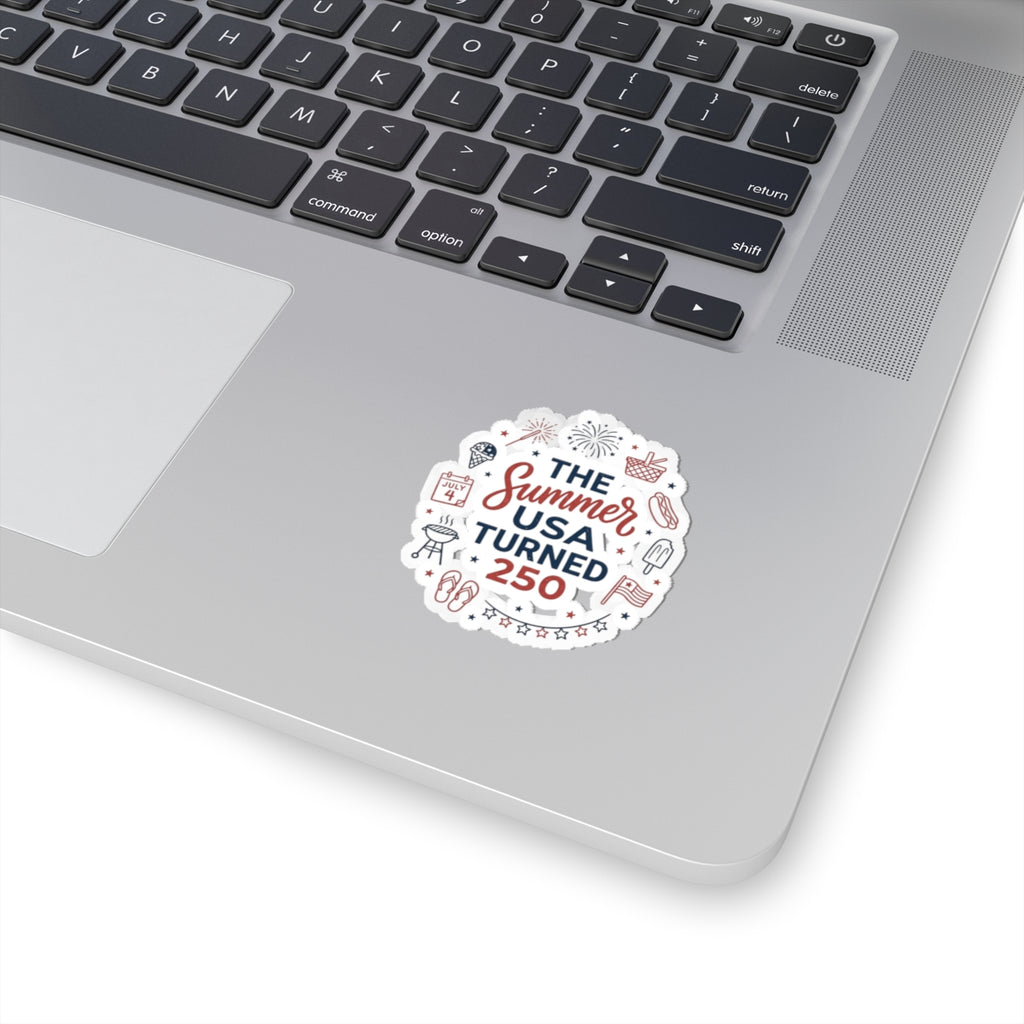 Summer USA Turned 250 Kiss-Cut Stickers | 4th of July Vintage Americana, Stars & Floral