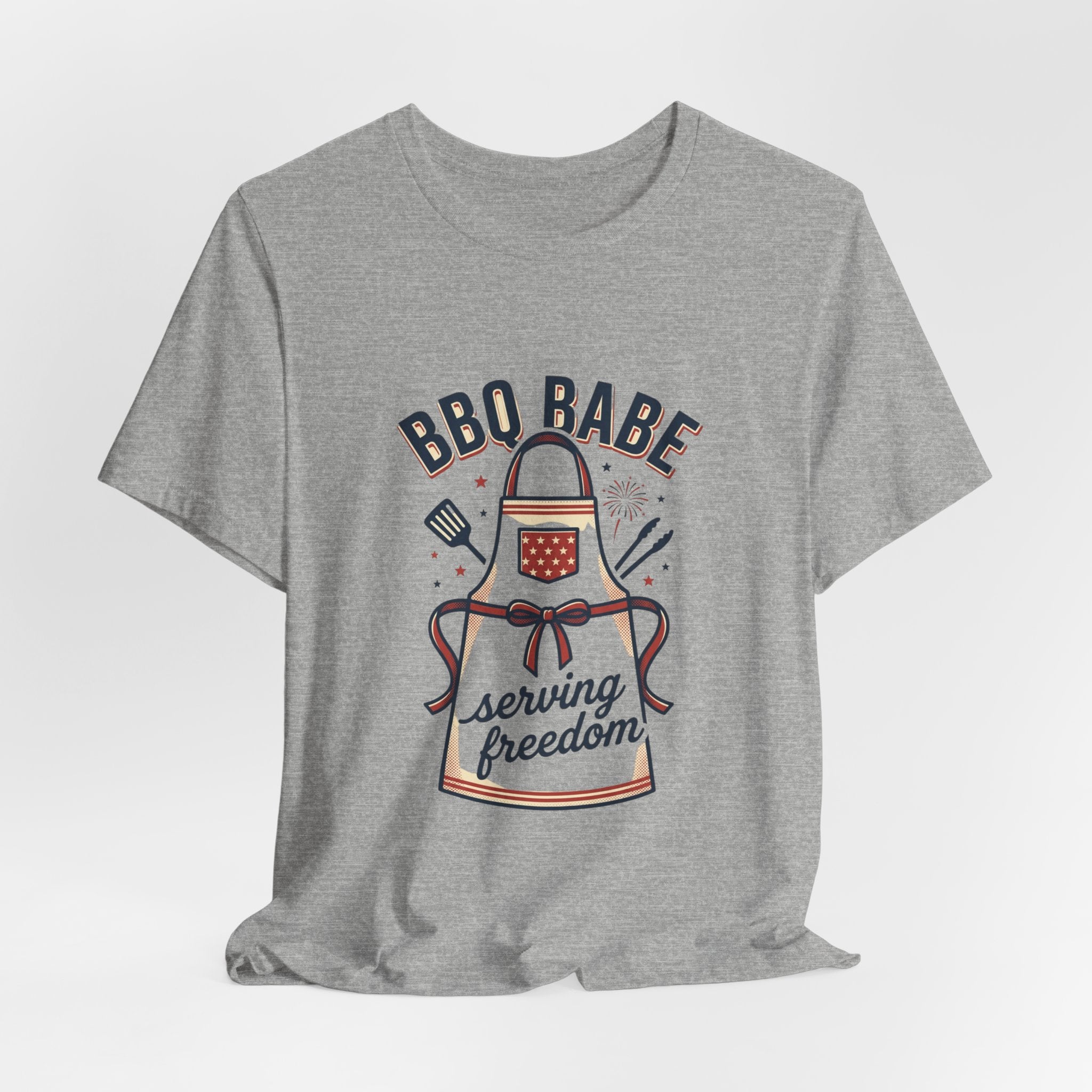 BBQ Babe Apron Graphic Tee | 4th of July Vintage Americana, Stars & Stripes