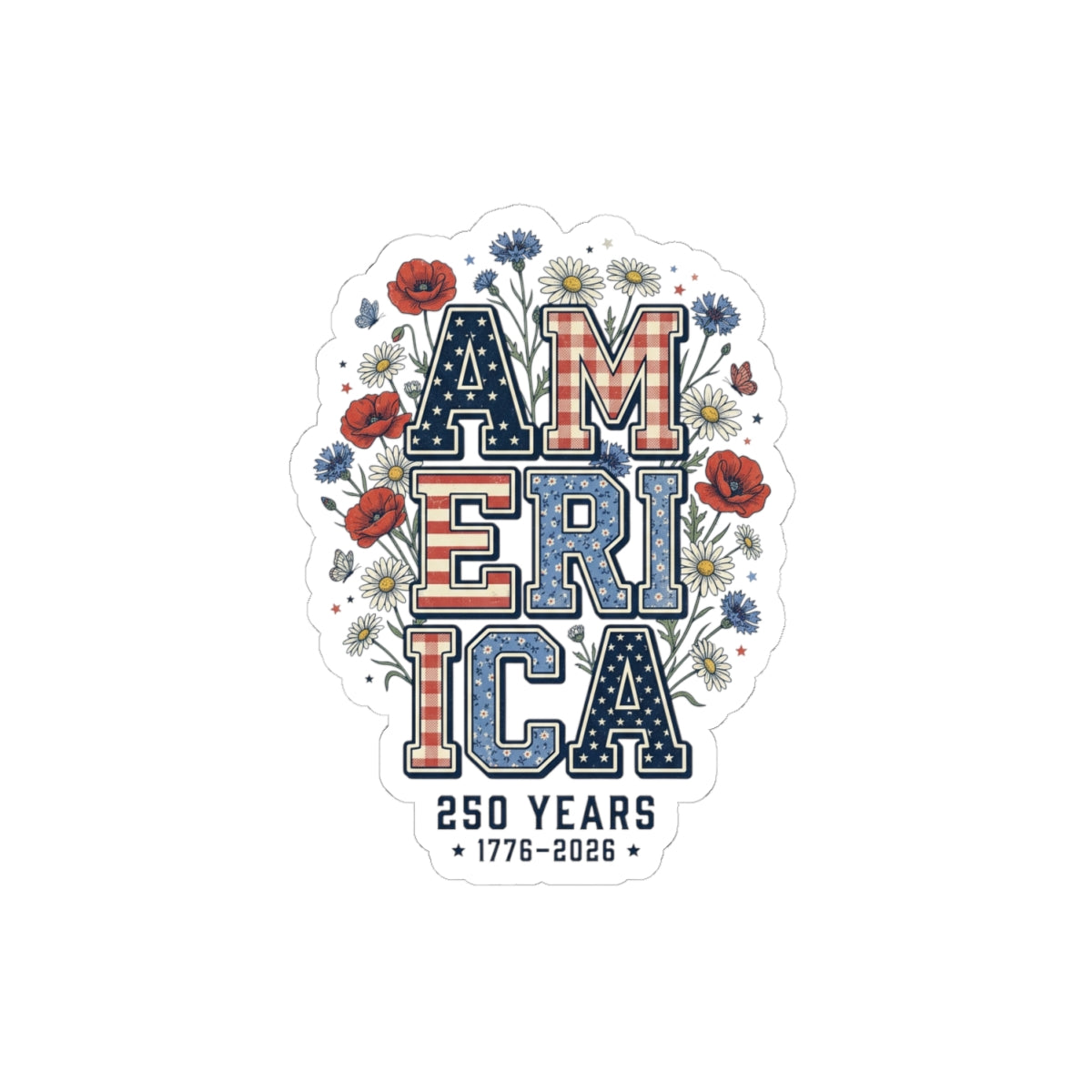 America 250 Years Sticker | Vintage Americana 4th of July patriotic decal
