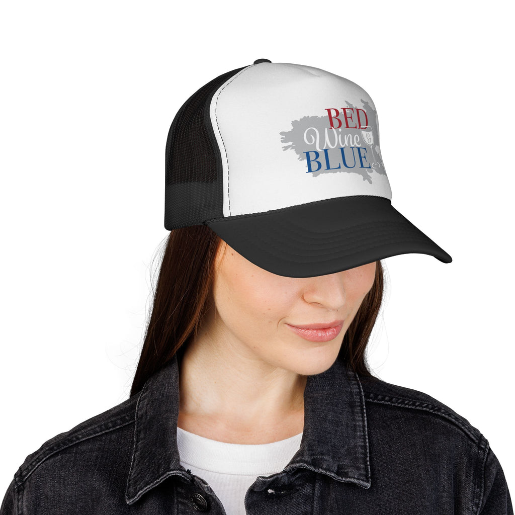 Trucker Hat — "Red Wine Blue" Patriotic Wine Lover Mesh Cap