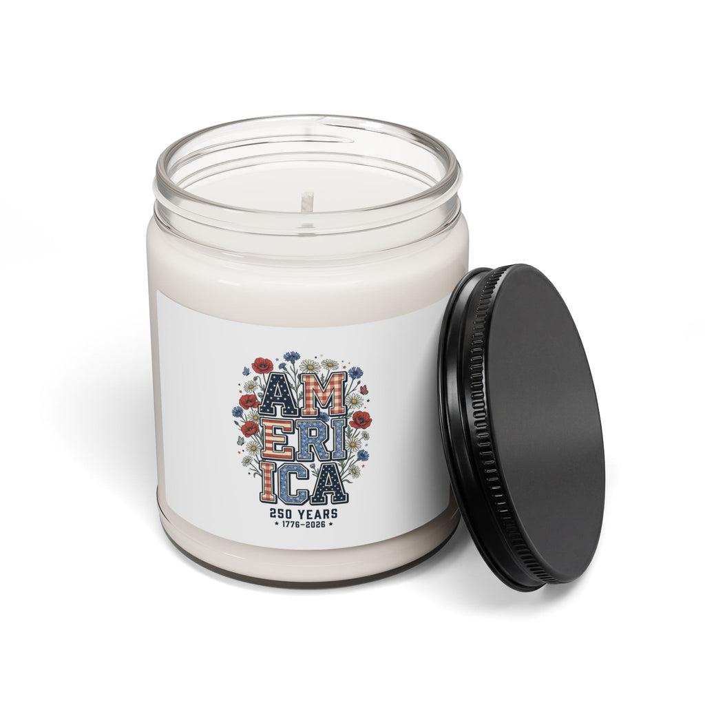 Vintage Americana 'America' Floral Patriotic Soy Candle | 4th of July