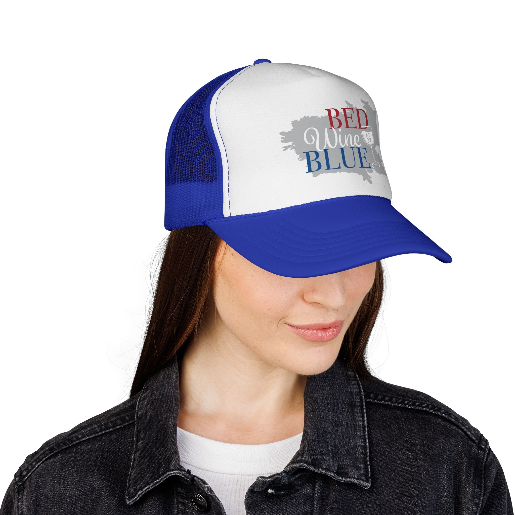 Trucker Hat — "Red Wine Blue" Patriotic Wine Lover Mesh Cap