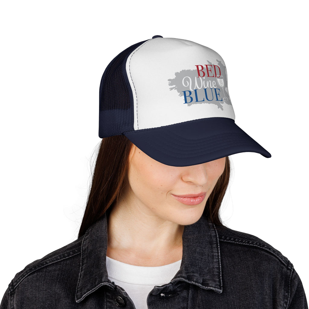 Trucker Hat — "Red Wine Blue" Patriotic Wine Lover Mesh Cap