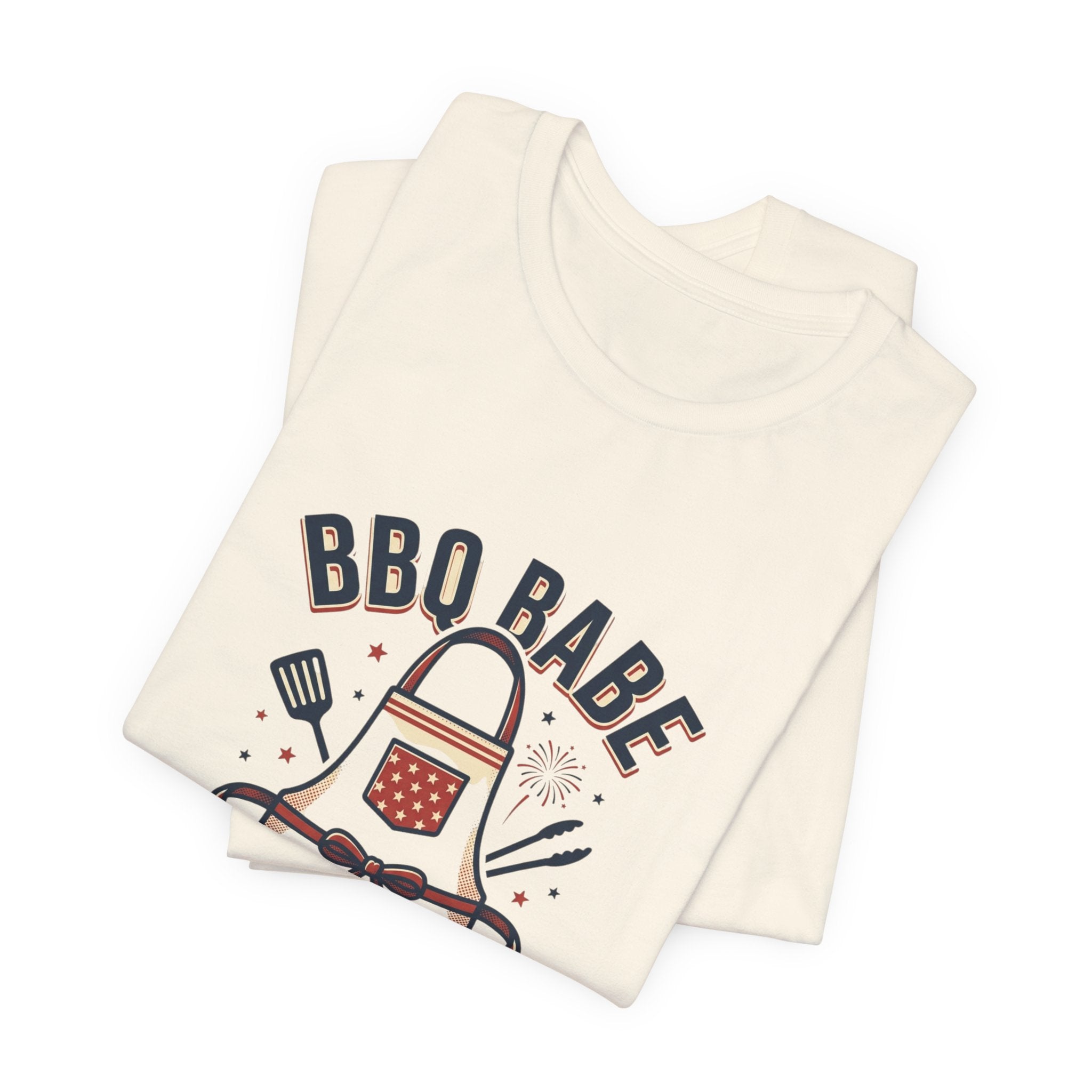 BBQ Babe Apron Graphic Tee | 4th of July Vintage Americana, Stars & Stripes
