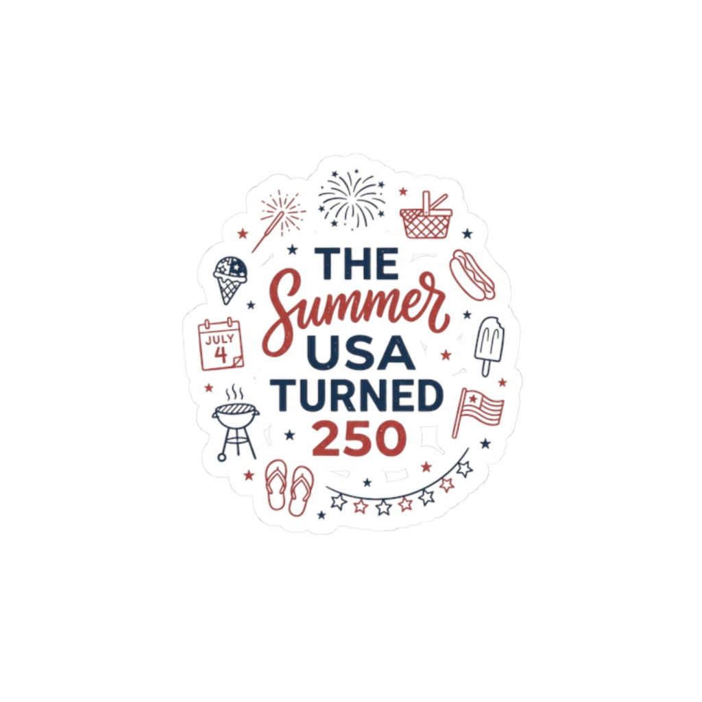 Summer USA Turned 250 Kiss-Cut Stickers | 4th of July Vintage Americana, Stars & Floral