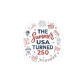 Summer USA Turned 250 Kiss-Cut Stickers | 4th of July Vintage Americana, Stars & Floral