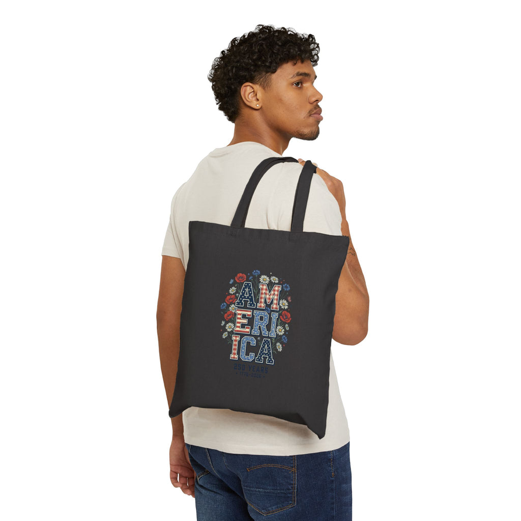 Americana Floral 'America' Tote | 4th of July Vintage Stars Denim-Friendly