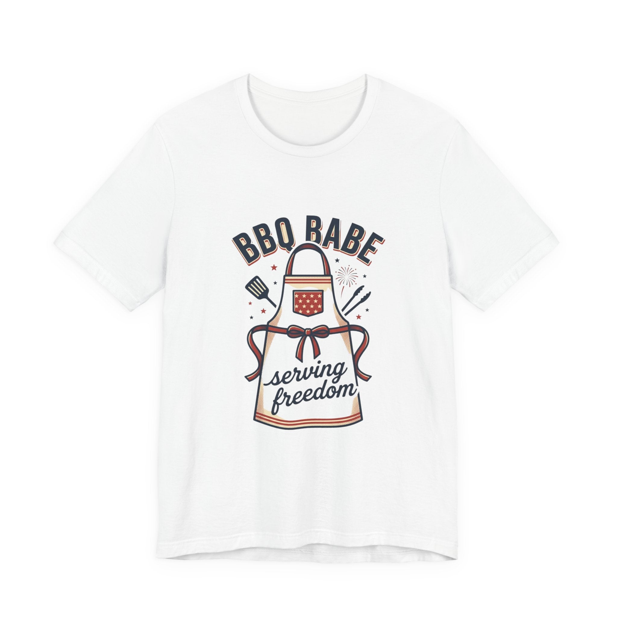 BBQ Babe Apron Graphic Tee | 4th of July Vintage Americana, Stars & Stripes