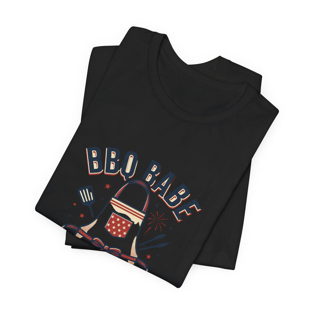 BBQ Babe Apron Graphic Tee | 4th of July Vintage Americana, Stars & Stripes