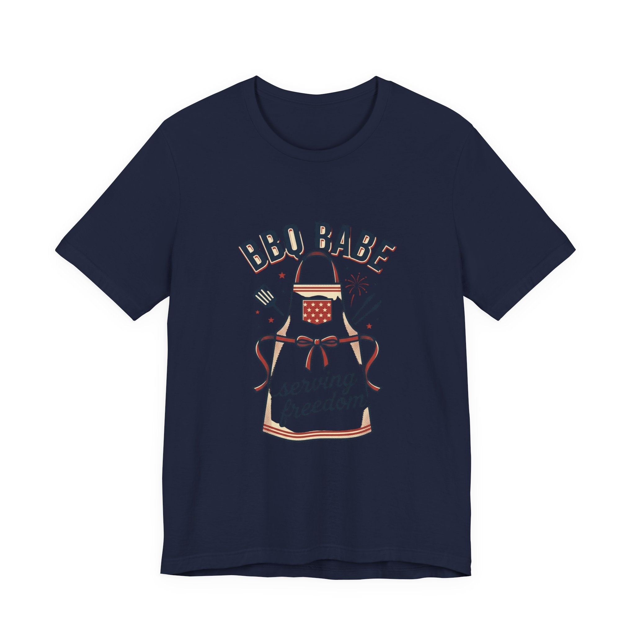 BBQ Babe Apron Graphic Tee | 4th of July Vintage Americana, Stars & Stripes
