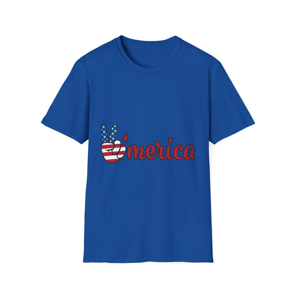 America Peace Sign T-Shirt — Patriotic 'Merica Graphic Tee for 4th of July