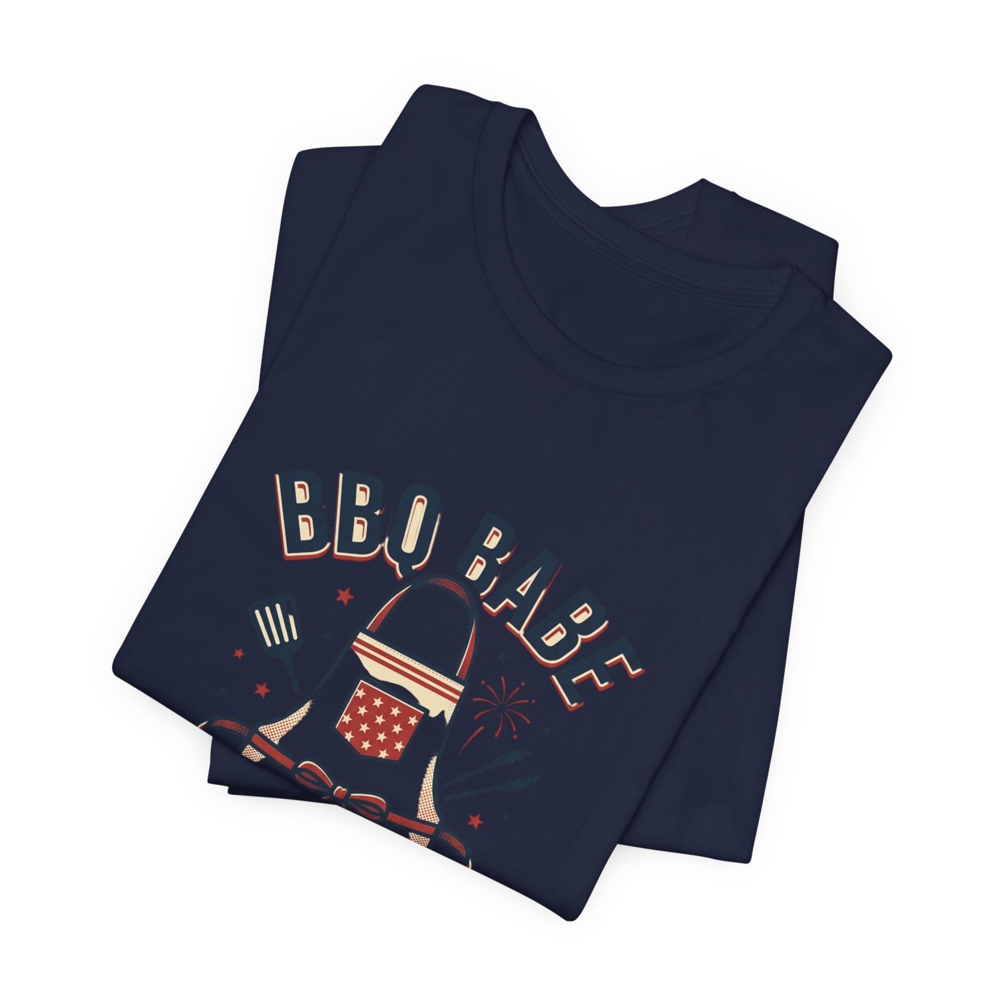 BBQ Babe Apron Graphic Tee | 4th of July Vintage Americana, Stars & Stripes