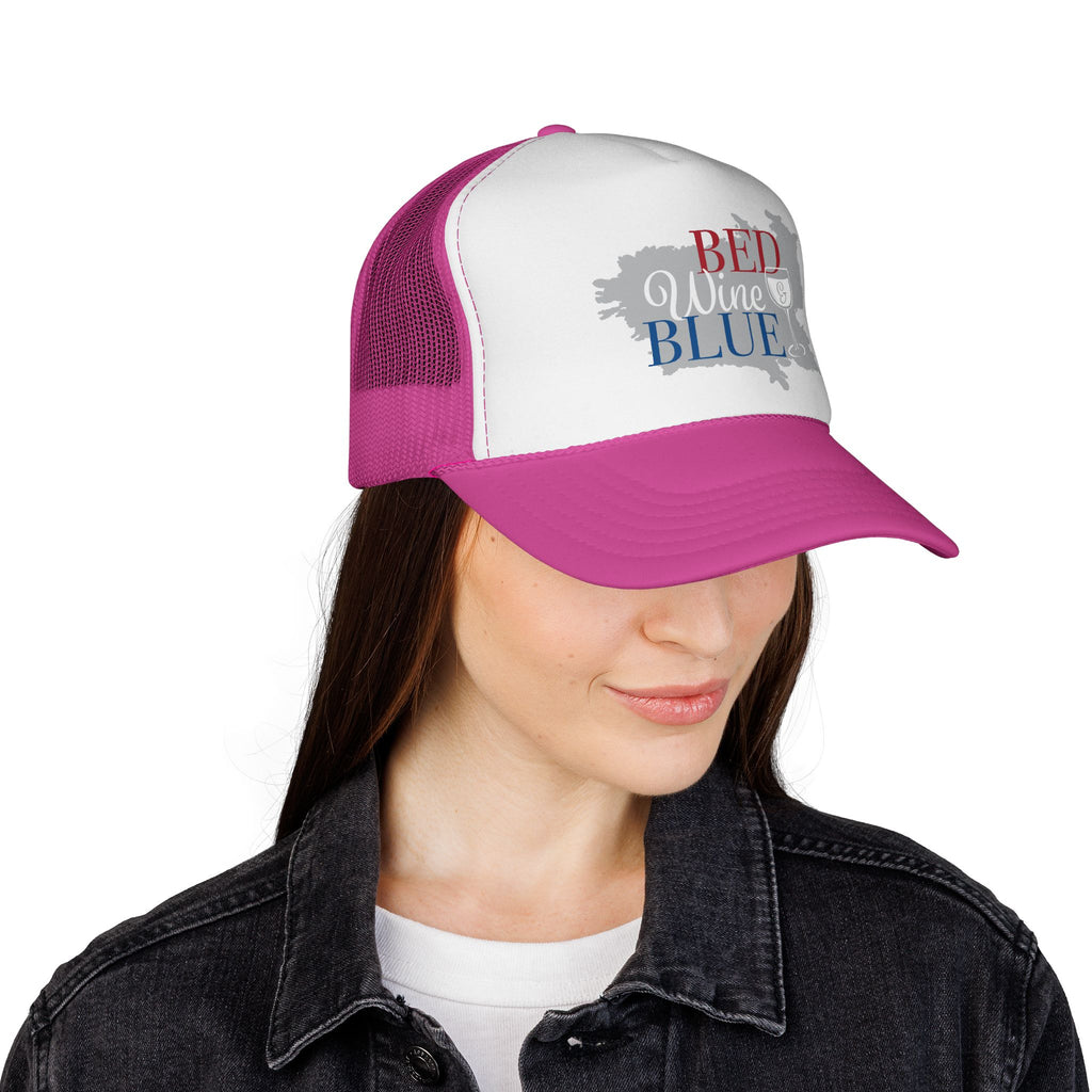 Trucker Hat — "Red Wine Blue" Patriotic Wine Lover Mesh Cap