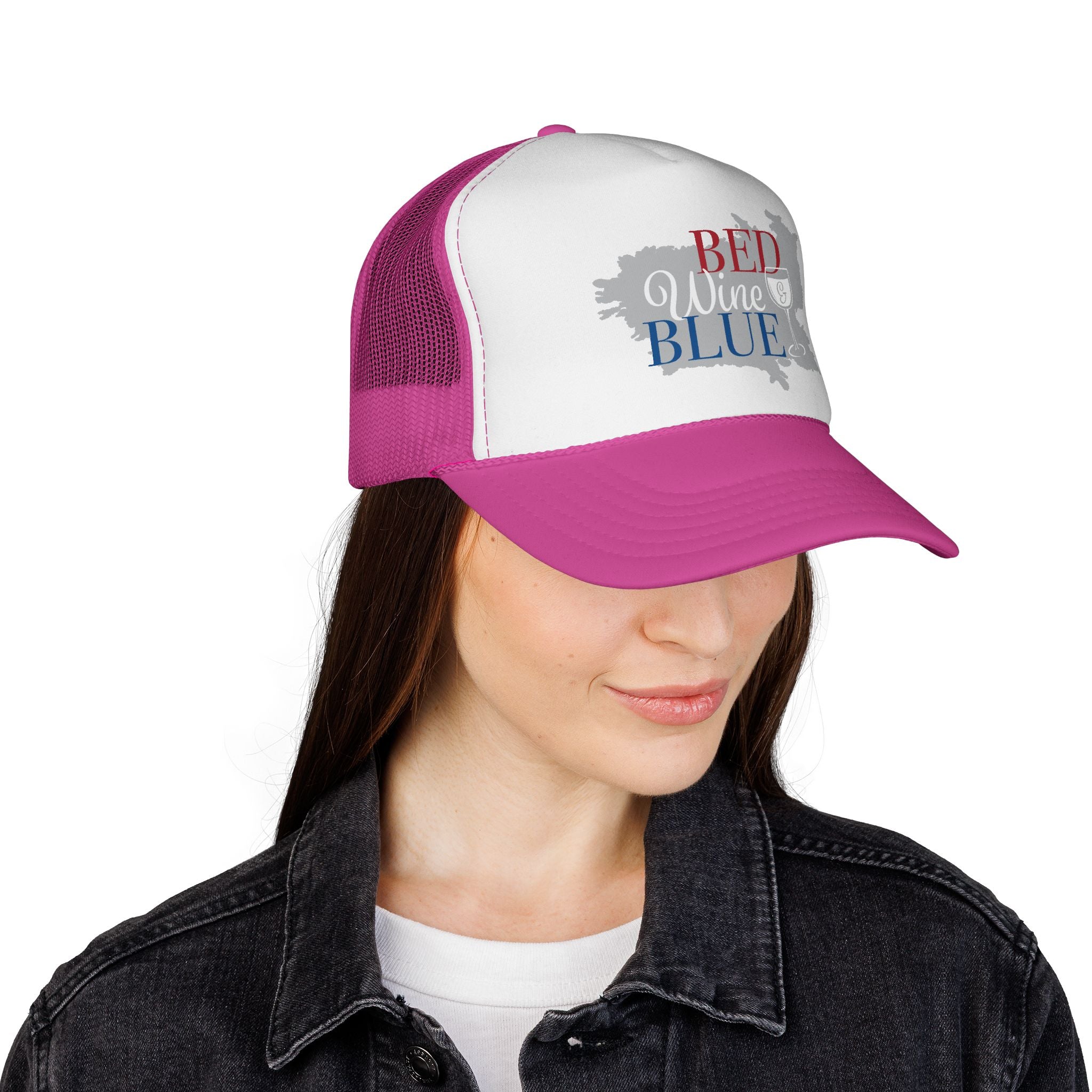 Trucker Hat — "Red Wine Blue" Patriotic Wine Lover Mesh Cap