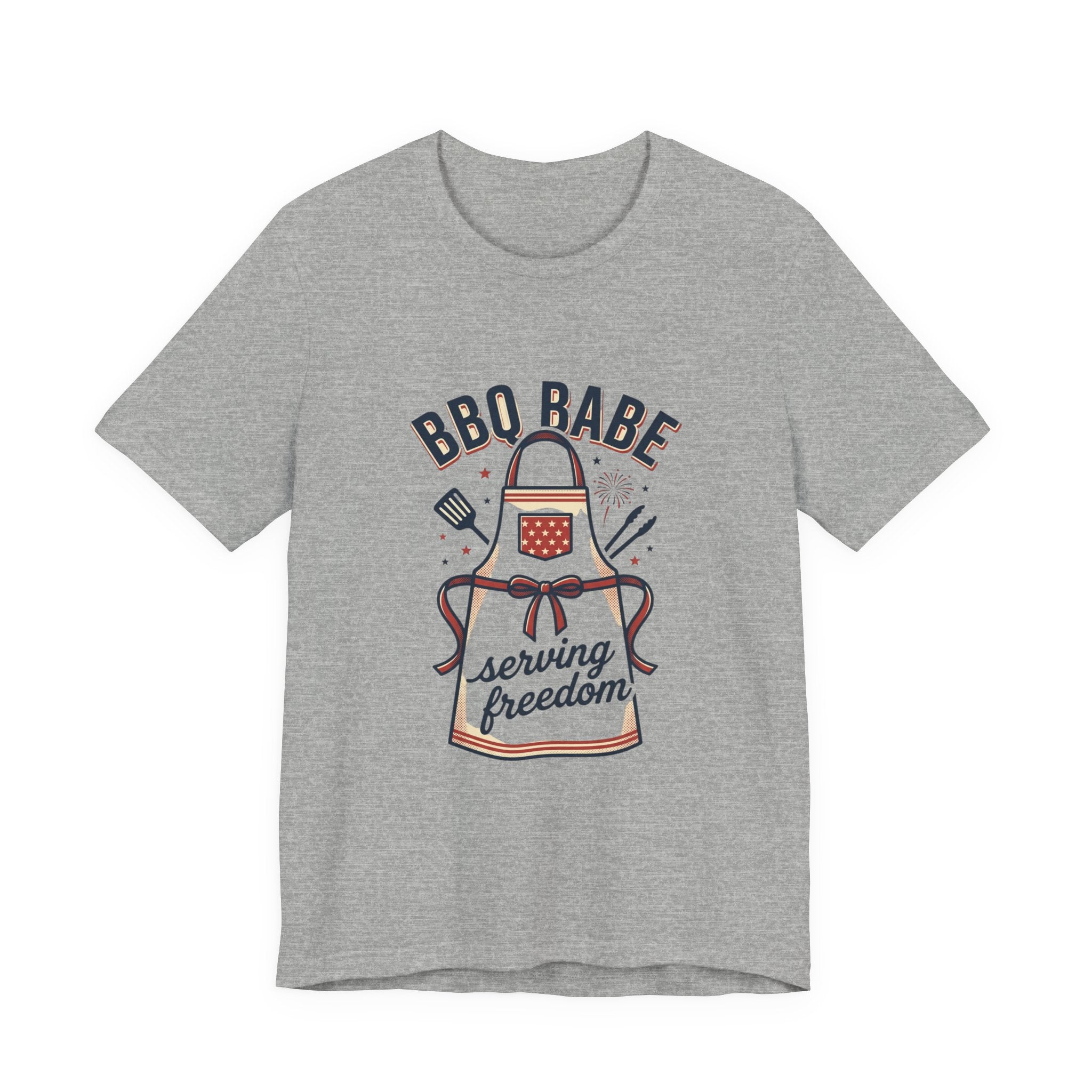 BBQ Babe Apron Graphic Tee | 4th of July Vintage Americana, Stars & Stripes