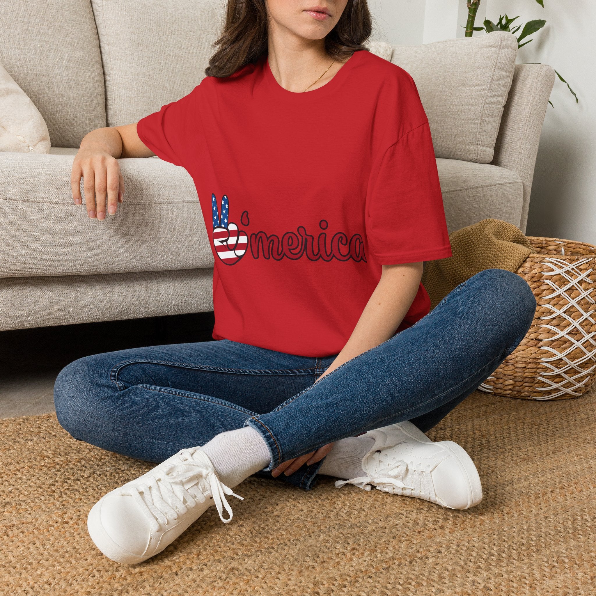 America Peace Sign T-Shirt — Patriotic 'Merica Graphic Tee for 4th of July