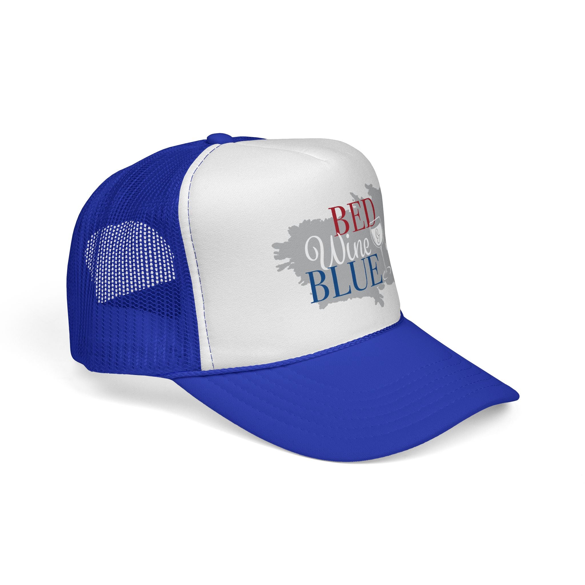 Trucker Hat — "Red Wine Blue" Patriotic Wine Lover Mesh Cap