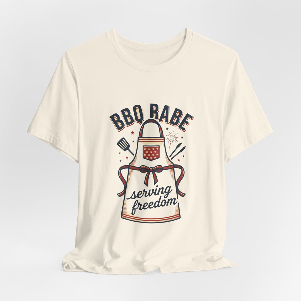 BBQ Babe Apron Graphic Tee | 4th of July Vintage Americana, Stars & Stripes