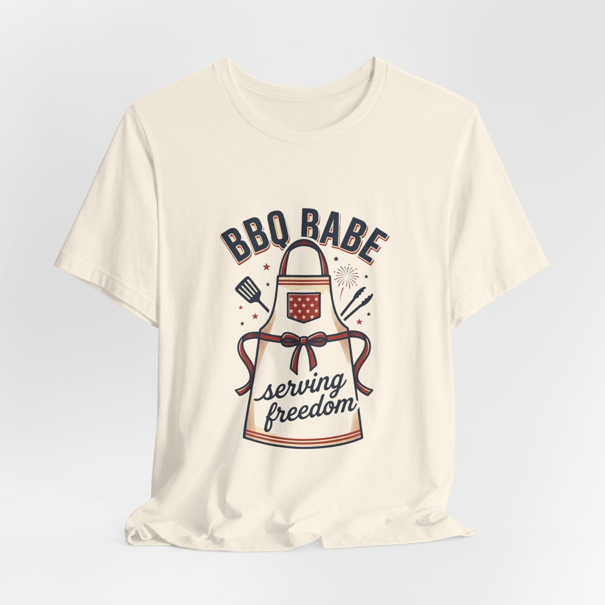 BBQ Babe Apron Graphic Tee | 4th of July Vintage Americana, Stars & Stripes