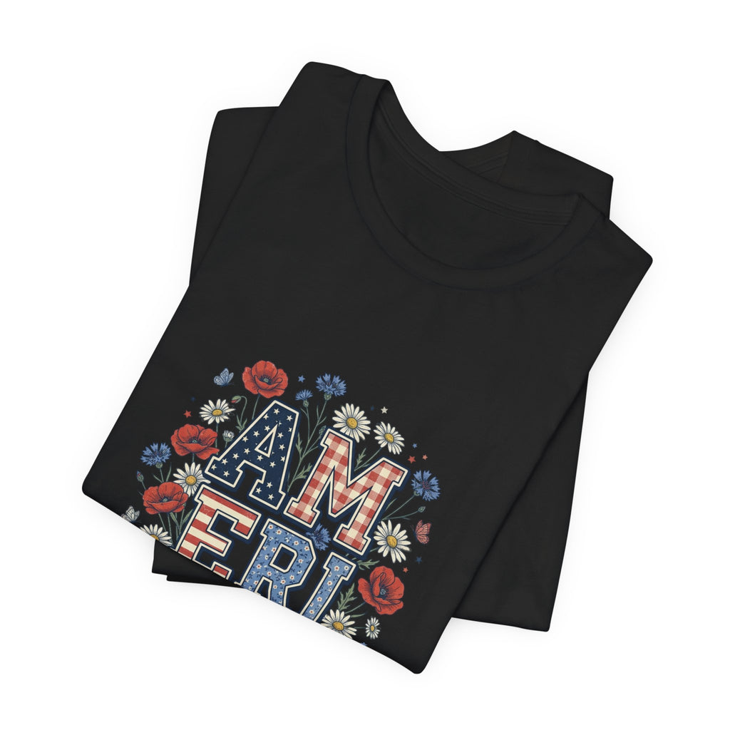 Vintage Americana AMERICA Floral Tee | 4th of July Patriotic Shirt