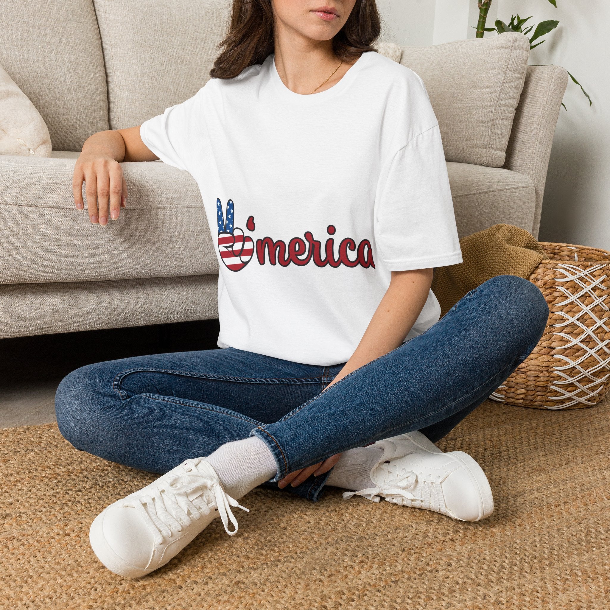 America Peace Sign T-Shirt — Patriotic 'Merica Graphic Tee for 4th of July